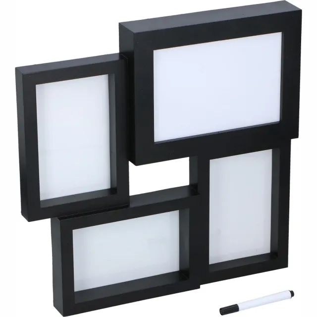 Grundig fotolijst met lichtbox - voor 3 foto's - beschrijfbaar - met marker Zwart