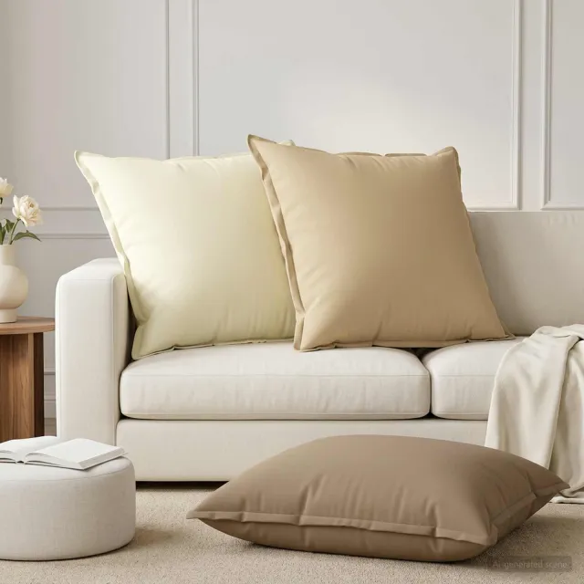 vidaXL Plaid kussen 2 st HOUTEN Beige 65 x 65 cm Polyester