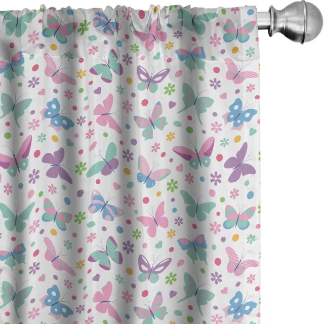 ABAKUHAUS gordijnenset 2x75x225 cm – microvezel – meerkleurig – vlinder Mehrfarbig