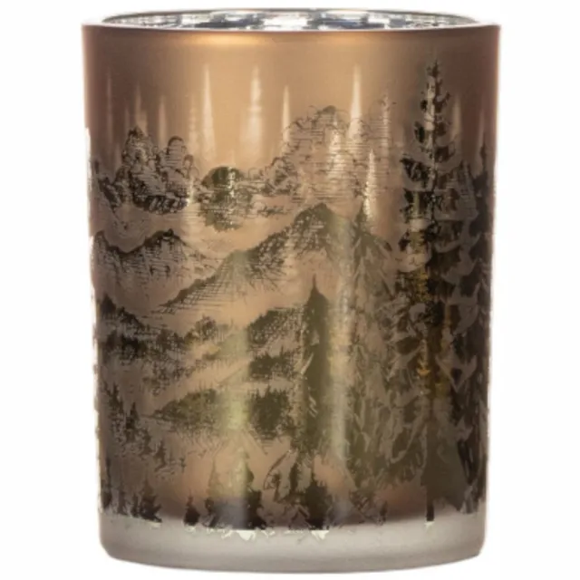 Mars & More Mountains - waxinelichthouder glas beige - 12,5 cm hoog Multi