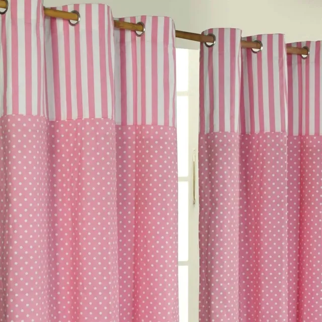 Homescapes gordijnen stippen & strepen roze set van 2 182 x 137 cm Roze/Wit