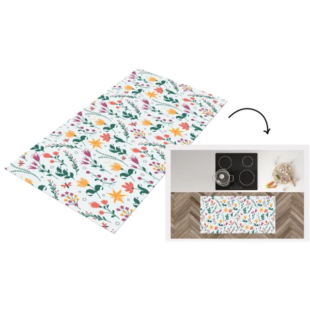 KitchenYeah Keukenloper - Loper keuken - Patronen - Bloemen - Bladeren - Keukenloper vinyl multicolor