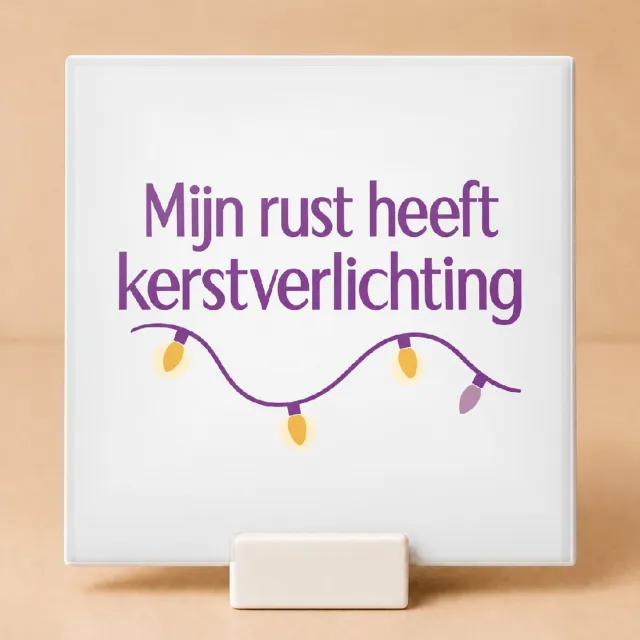 Bedruk King Retro jaren 70 Niet Storen Kerstlichtjes Tegel – Vintage Ontspanningsdecoratie voor Rustzoekers en Interieurfans - 11 x 11 cm met houder Wit