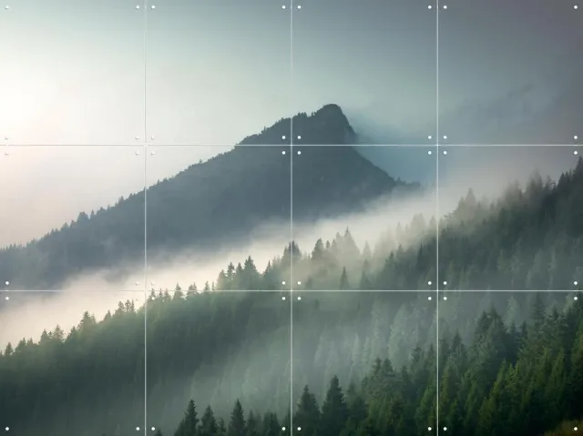 IXXI Mystical Mountains, Claire Droppert - 80 x 60 cm - Grote wanddecoratie en posters - Fotografie, Naturalisme, Realisme, Slaapkamer, Woonkamer Groen / Blauw