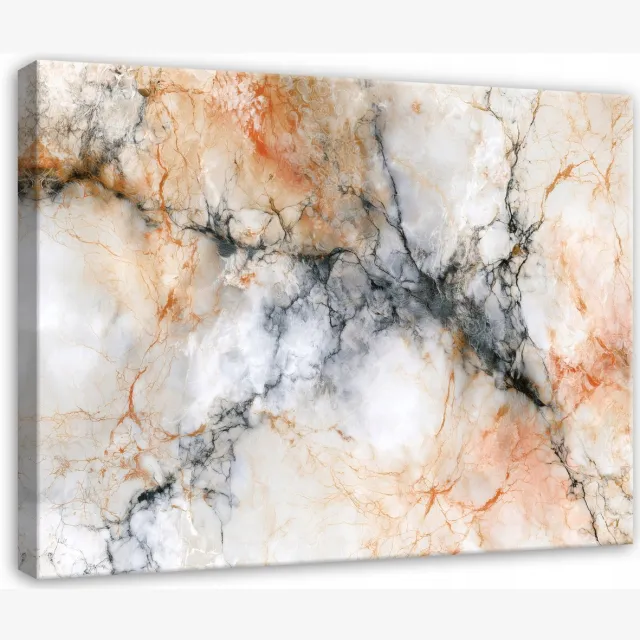 WALLARENA Schilderij op canvas - 100x70 cm - beige marmerabstractie in glamourstijl - wanddecoratie voor woonkamer en slaapkamer