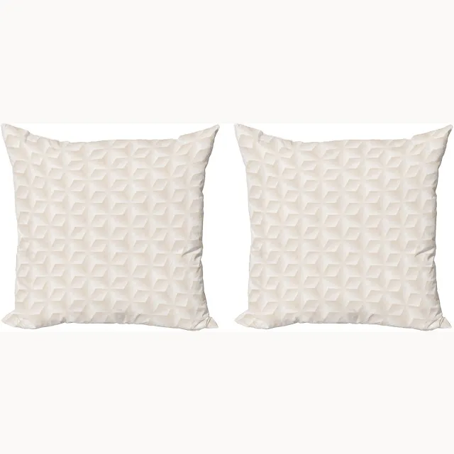 ABAKUHAUS Ivoorkleurige decoratieve kussenhoes, 2 stuks, digitale print in ruitvorm, print aan beide zijd 40x40 cm, crème