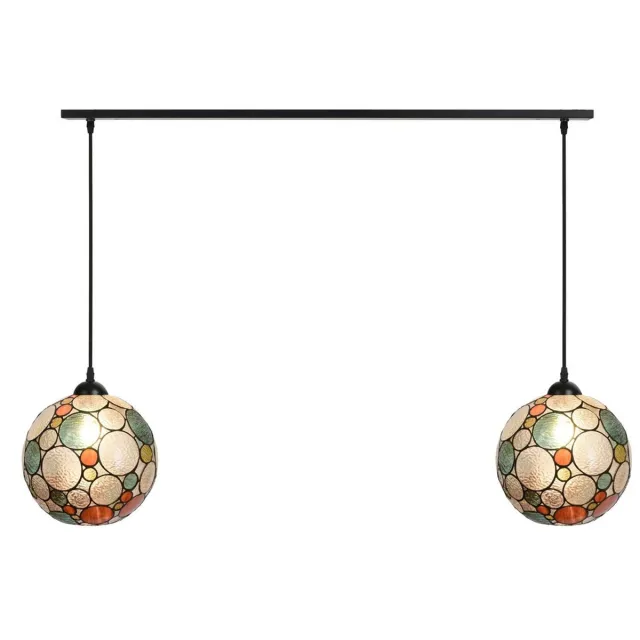 Coloured by Art 2 x Tiffany Endless lampen aan plafondbalk - Art Deco Trade Zwart
