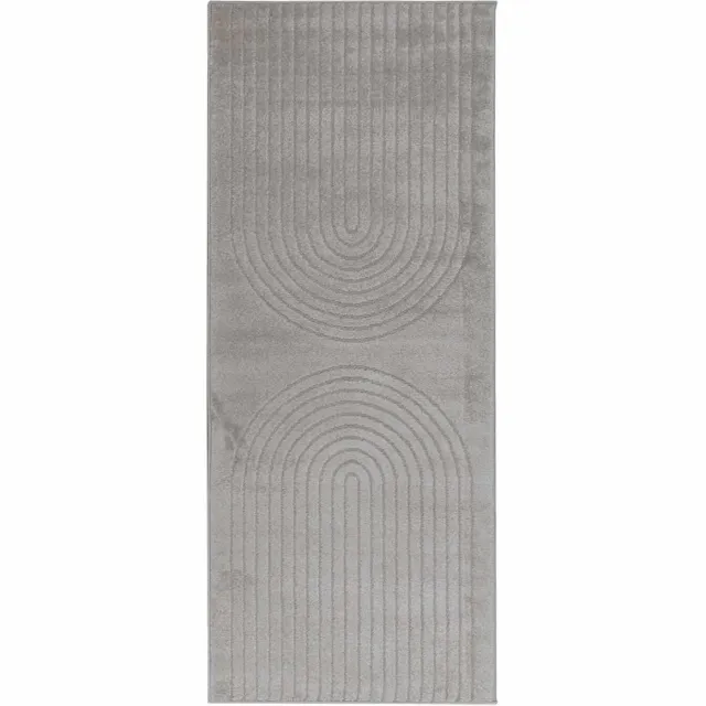 vidaXL Binnen - kleed - GALATI - Grijs - 80 - x - 200 - cm - Polyester - Medium - Pile