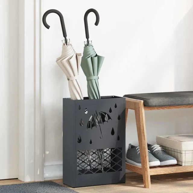 vidaXL Regen paraplu standaard Antraciet 28 x 12 x 41 cm Staal Anthraciet