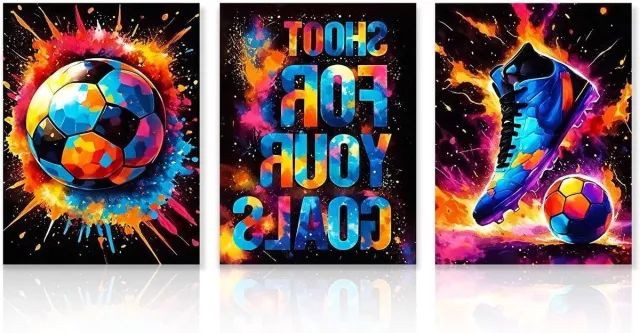 Cosensi Inspirerende Graffiti Voetbal Kunst voor Slaapkamer Tieners en Speelkamer | Sport Posters 30x40 cm | Home Decor Niet Ingelijst