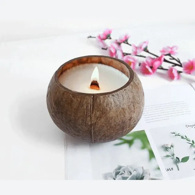 Cocohana Kokosnoot Kaars - Geur Black Rose- Handgemaakte Natuurlijke Geurkaars in Kokosschaal – Origineel Cadeau voor Kerst, Secret Santa en Feestdagen – Sfeervolle Winterdecoratie voor Gezellige Avonden Wit | Bruin