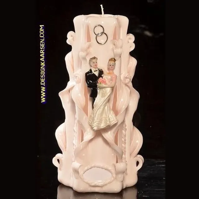 MilaNNE Huwelijks Kaars, handgesneden, 23 cm A (zeer exclusief) wit creme