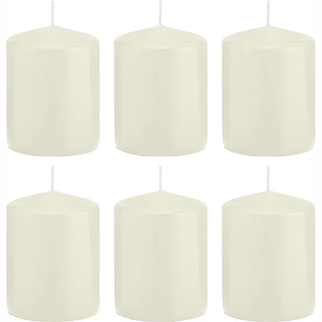 Trend Candles Cilinderkaars/stompkaars - 6x - ivoorwit - 6 x 8 cm - 29 branduren - met brandvertragende folie
