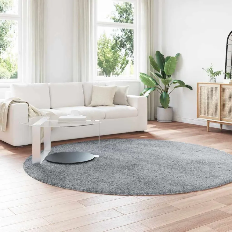 vidaXL Hoogpolig vloerkleed NAVARRA 240x240 cm polyester lichtgrijs grijs, foto 3