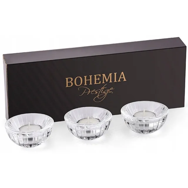 Bohemia Prestige Kristallen Theelichthouders Set van 3 kleurloos
