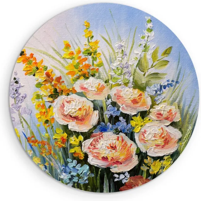 Saammp Forex Muurcirkel - Pastel Bloemen - Natuur - Abstract - Ø 60 - Wandcirkel - Wanddecoratie Cirkel - Muurdecoratie Woonkamer - Kantoor Decoratie