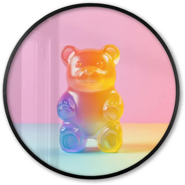 FrameYourWall Poster in lijst Rond - Fotolijst 60x60 cm - Posters - Pastel - Snoep - Ronde posterlijst zwart - Decoratie - Wanddecoratie woonkamer - Muurdecoratie slaapkamer Pastel - Gummy