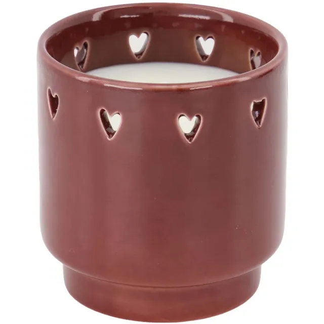 Zusss geurkaars keramiek hartjes - Dark Red - Ø8x8,5Cm