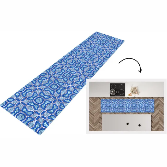 KitchenYeah Keukenloper - Loper keuken - Mozaïek - Blauw - Design - Keukenloper vinyl, foto 7