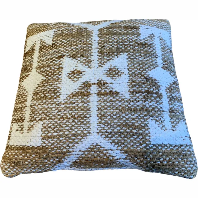 Rocaflor Kussen-Jute-Chenille-Wit-Vierkant-50x50cm Naturel, bruin, wit