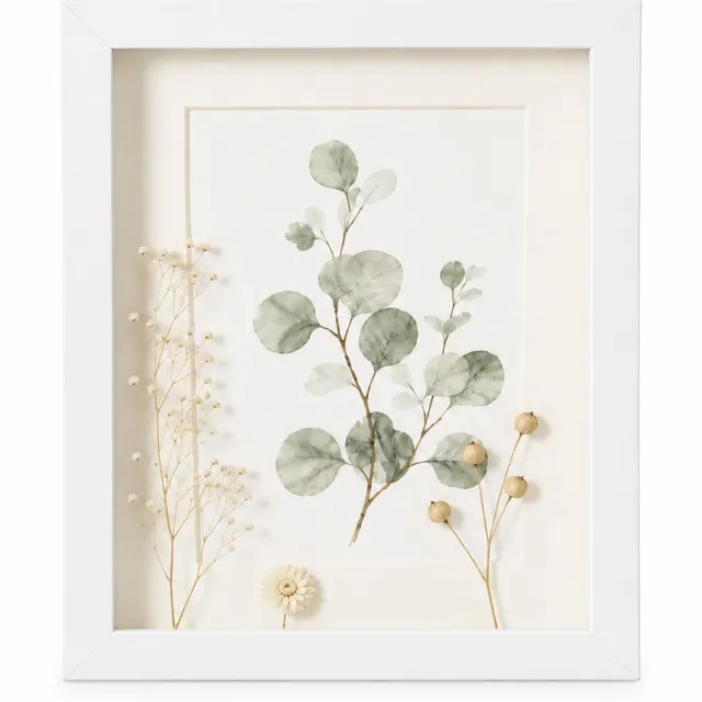 SWGOTA Witte MDF-fotolijst 4 x 6 inch (10.1 x 15.2 cm), 2 cm diepe binnenruimte, met glas en afbeelding