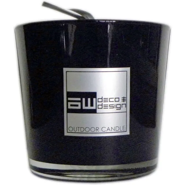 Deco en Design Deco & Design Outdoor Candle - Buitenkaars in glaspot - Luxueuze tuinkaars - zwart - D14,5cm - 38 branduren