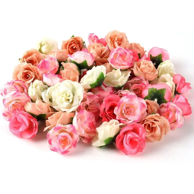 Famanu Kunstbloemen - 80 stuks - rozen - nepbloemen - decoratief - voor bruiloft - feestelijk - 4 kleuren white mixed powder, cream white, champagne, pink