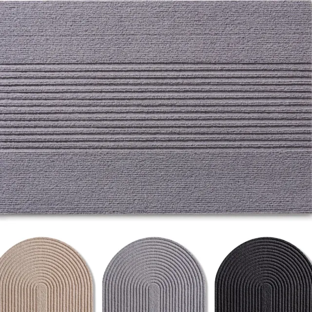 Blumtal Japandi Deurmat - Anti-slip - Polyester 70 x 120 cm - Grijs - Gestreept Grijs Gestreept