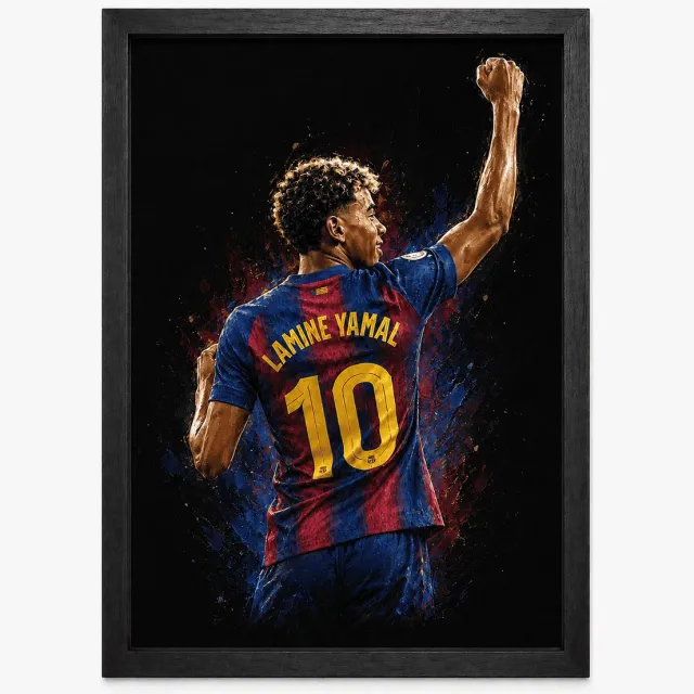 Joshimo Lamine Yamal Poster Nummer 10 | Barcelona Voetbal Art | Inclusief Zwarte A3 Lijst
