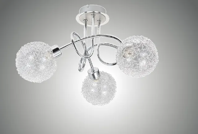 Trango 3-vlam plafondlamp chroomlook serie 1002-38 *AMELIA* incl. 3x G9 LED lampen 3.000K warm witte lichtkleur Badkamerlamp, gangverlichting, keukenlamp, LED plafondlamp, kroonluchter 3-vlam Chroom