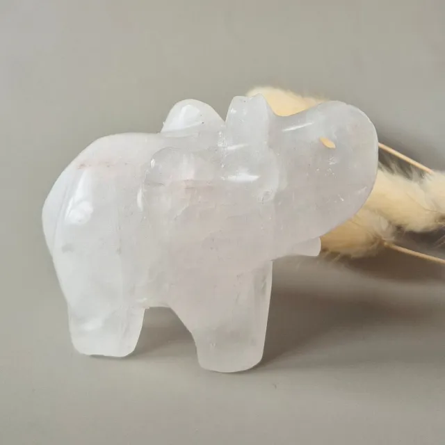 Moonlight Gemstones Bergkristal Edelsteen Olifant 7x5cm – Handgesneden Kristallen Beeldje Meerkleurig