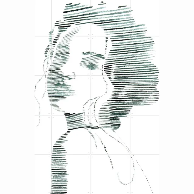 IXXI Faded love, Natalie Bruns - 80 x 100 cm - Grote wanddecoratie en posters - Line art, Minimalisme, Illustraties, Woonkamer, Slaapkamer Zwart en wit / Zwart