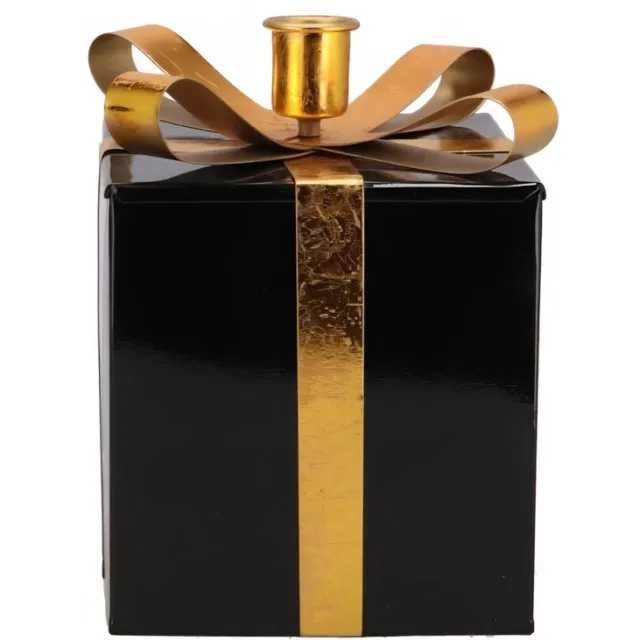 Migros Glam wild black candle holder 9x14cm Zwart