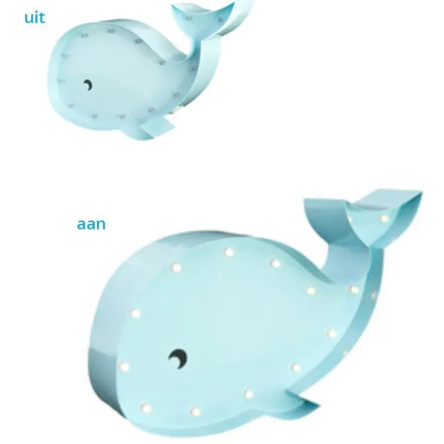 Marquee-lights Mini Marquee-light - Walvis - LED lampje - Licht blauw - L 23 x B 15,5 x