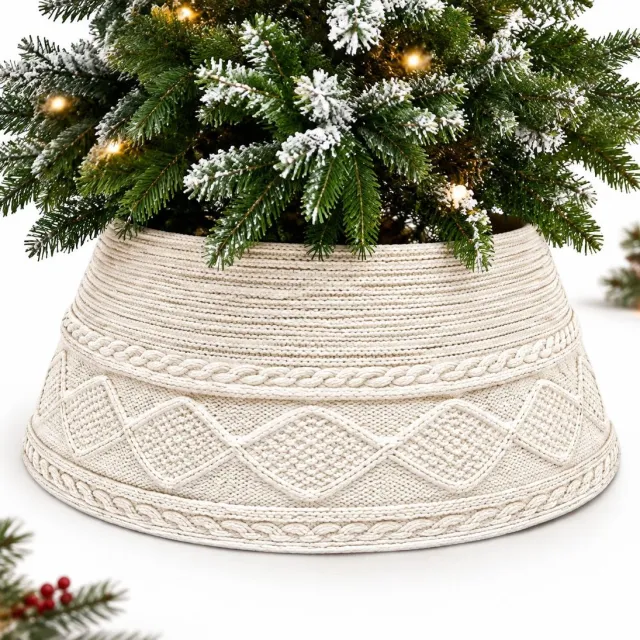VHV Kerstboomrok - Kerstboomversiering - 72 x 58 x 23.5 CM - Kerstboom-basishoes - Voor 5 ft-7.5 ft Kerstboom - Kerstornamenten - Kerstboomkraag - Kerstversiering - Kerstversiering Decoratie Binnen Beige