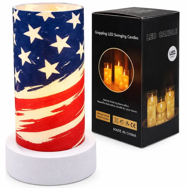 SWGOTA led kaarsen: decoratieve kaarslamp van kunststof, 7,5 x 15 cm, warm licht, sterren en strepen, zonder batterijen Rood