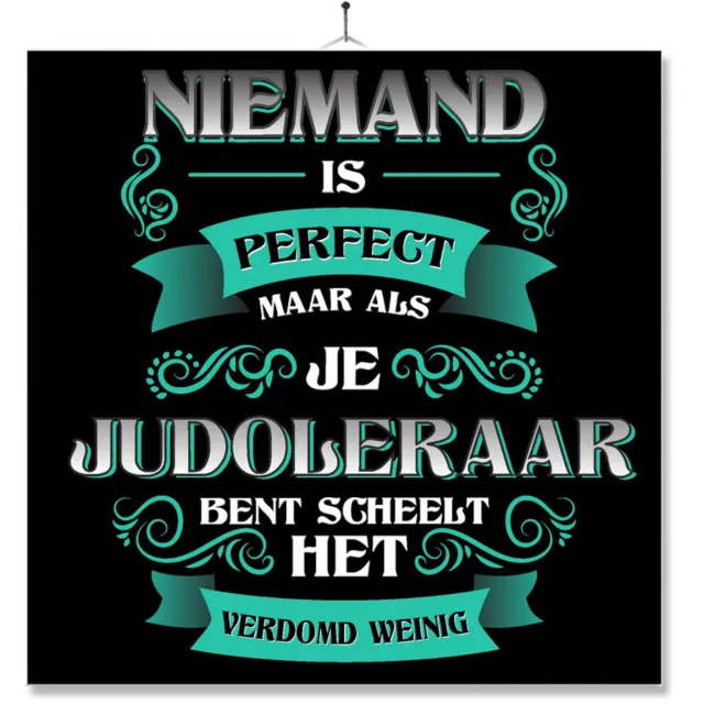 MC Living Tegel Met Opdruk | Kado | Cadeau | Niemand Is Perfect | Beroep | Judoleraar Multi-Color