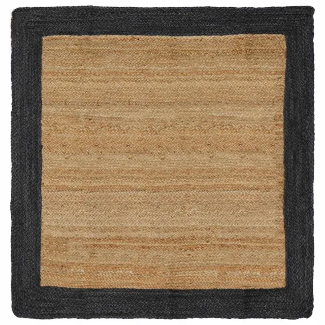 vidaXL Gebied - Tapijt - Donkergrijs - en - natuurlijk - 120 - x - 120 - cm - Jute Donkergrijs en Natuurlijk