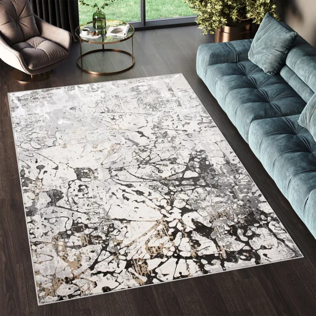 Tapiso Golden Vloerkleed Tapijt Grijs Laagpolig Maat- 120x170 Grijs 1