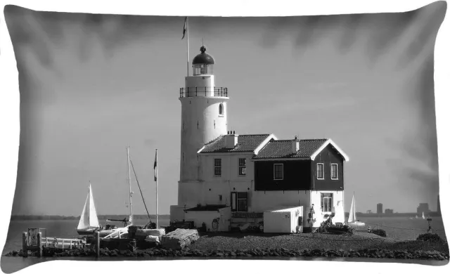 Velits outdoor Sierkussen - Buitenkussen Paard Van Marken Dutchies Waterafstotend Bootkussen - Zwart En Wit - 60 Cm X 40 Cm