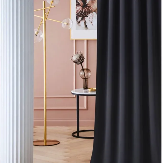 Unyqoos Zwart Verduisterend Gordijn met Ringen voor Slaapkamer of Woonkamer 140x240 cm