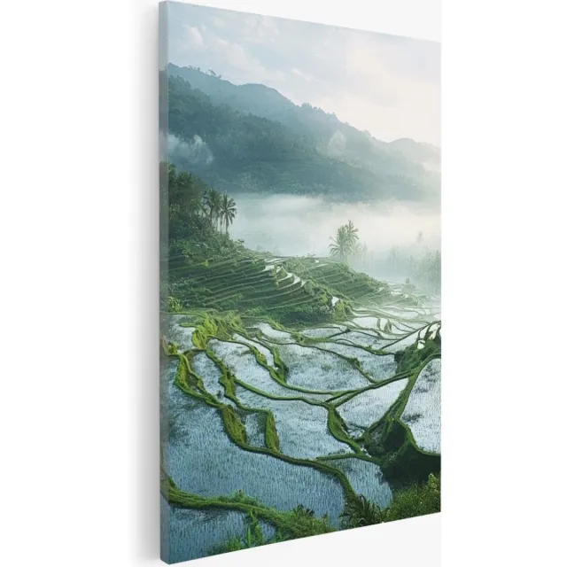 Saammp Canvas Schilderij - Natuur - Rijstveld - Bali - landschap - 40x60 - Foto op canvas - Wanddecoratie - Muurdecoratie Woonkamer - Slaapkamer decoratie - Canvas Print Multicolor