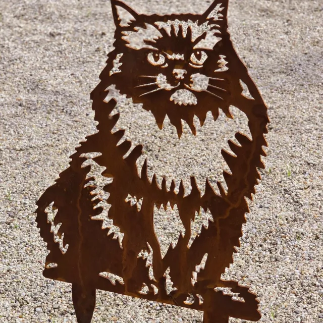rusty friends Kattenbeeld - Ragdoll - poezenbeeld - cortenstaal - silhouet kat bruin