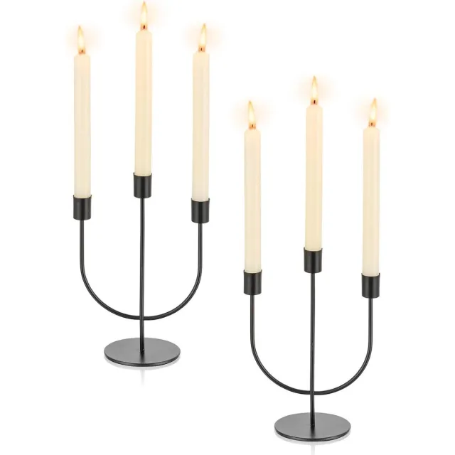 Allecto Plus 3-armige vintage metalen kandelaar voor staafkaarsen en puntkaarsen - woonkamer en bruiloft decoratie met kaarslicht - Kerstmis en feest tafeldecoratie Any