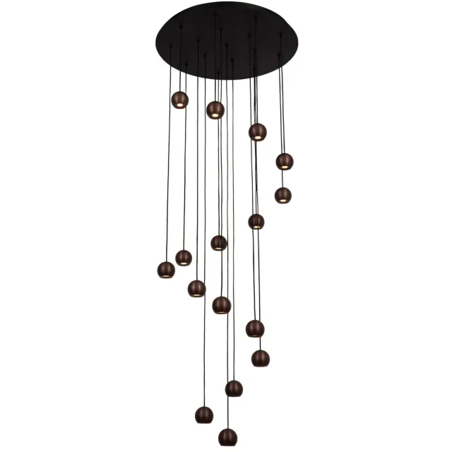 Lucide aluminium dimbare LED hanglamp Montana 55x55 cm - koffie