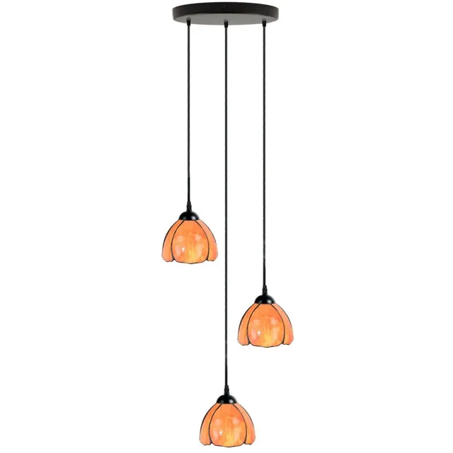Coloured by Art Tiffany Kroonluchter Tulipa 3 - Art Deco Trade Oranje
