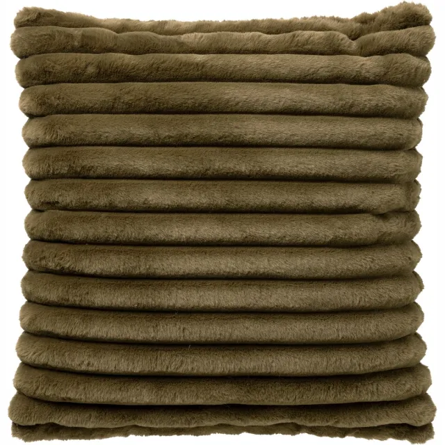 Dutch Decor HAZEL - sierkussen 50x50 cm - effen gestreept imitatiebont - Military Olive - groen - Inclusief binnenkussen - Luxe kussens voor woonkamer & bank Olijfgroen
