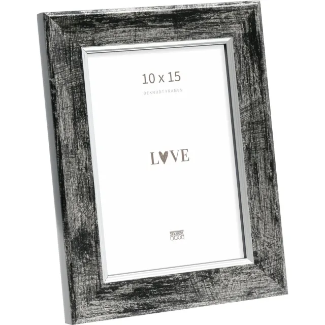 Deknudt Frames fotolijst S45YE2 - zwart met zilver biesje - 10x15 cm