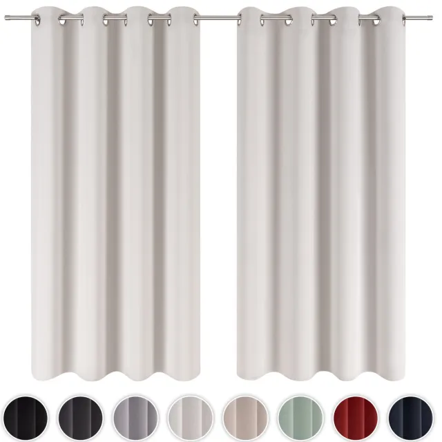 Blumtal Gordijnen Set van 2 - Verduisterend Gordijn Kant en Klaar - Blackout Gordijnen - 117 x 138 cm - Maanlicht Grijs
