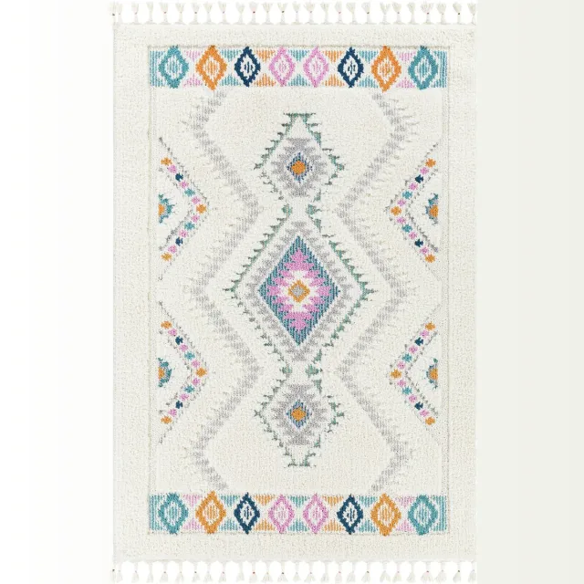 Surya Lilo vloerkleed hoogpolig shaggy boho ivoor lavendel